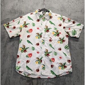 Jurassic World Men's Size XL Dinosaur Hawaiian Button Down Shirt Cotton